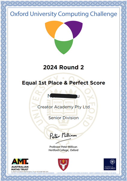 CA Kids Win 1st Place in Oxford University Computing Challenge Finals